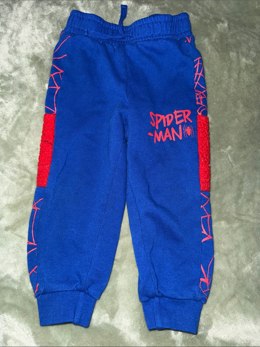 2T Spiderman Blue Kids Sweatpants with Red Accents